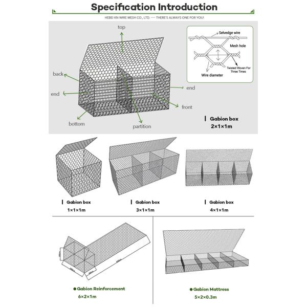 Gabion Wire Mesh Box Cage With PVC Coated Wire For Eco Friendly Slope Protection