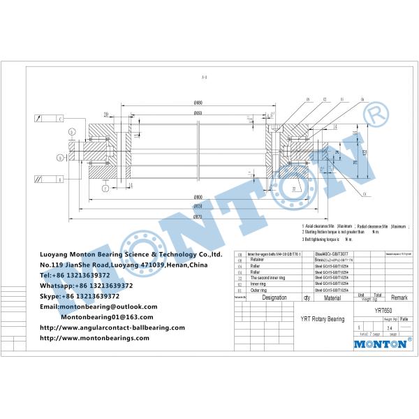 YRT650 Yrtm Rotary Table Bearings