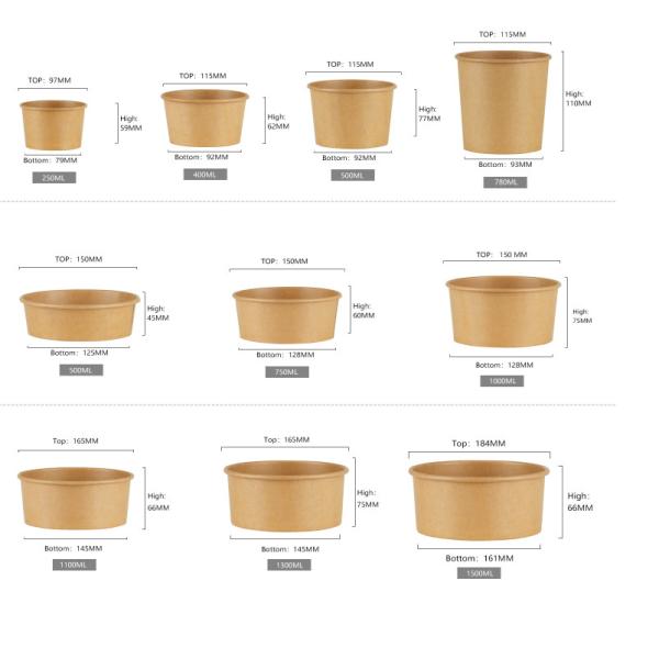 Disposable Kraft Food Bowl Single Wall Packing Salad Paper Bowl