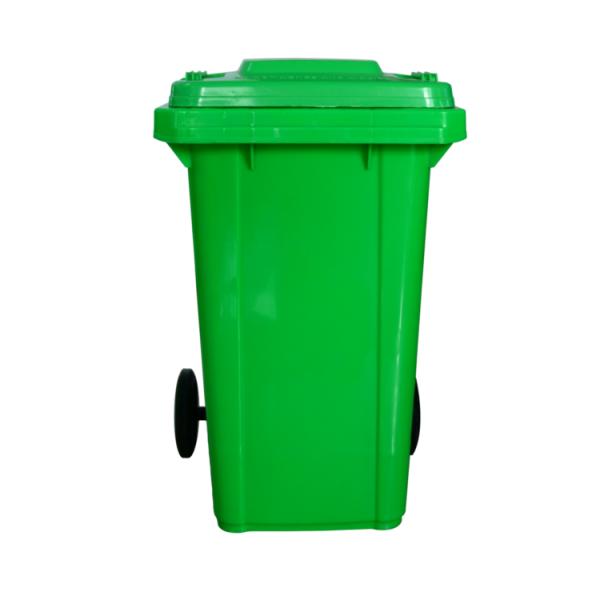 Green Commercial Rolling Trash Can 100Ltr Recycle Garbage Containers With Lid