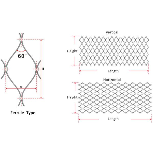 Flexible Stainless Steel Cable Mesh , Stainless Steel Aviary Mesh For Bird Zoo Fence