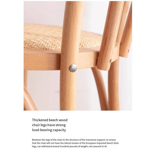 Restaurant Wood And Rattan Dining Chairs ODM Natural Wood Dining Chairs