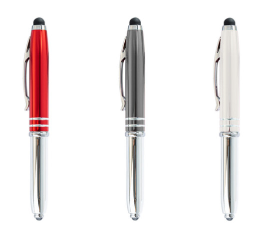 Supply of LED light pens, touch aluminum tube light pens, school metal pen with aluminum poles Advertising pen