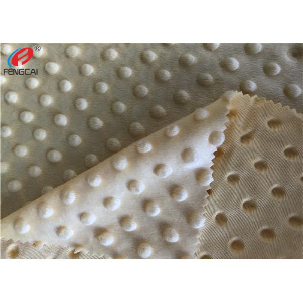 Embossed Minky Dot Polyester Velboa Fabric For Baby , Customized Color