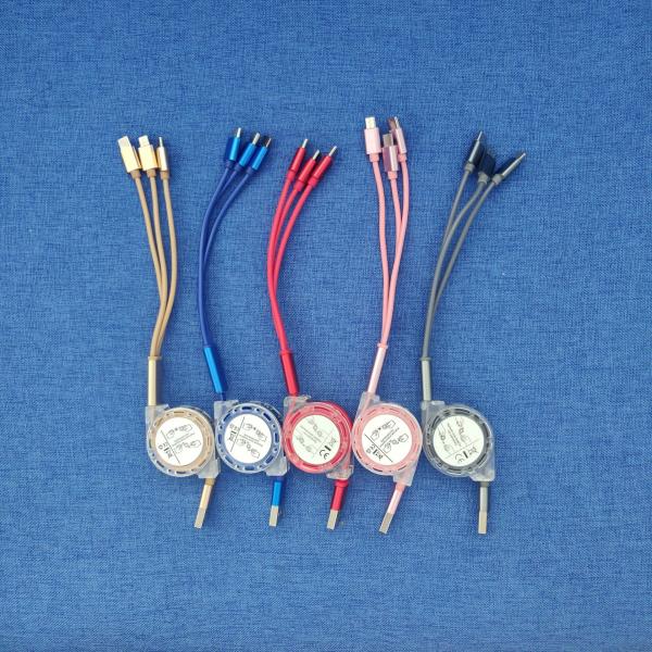 ABS 2.1A Mobile Phones Accessories Universal 3 In 1 Retractable Charging Cable