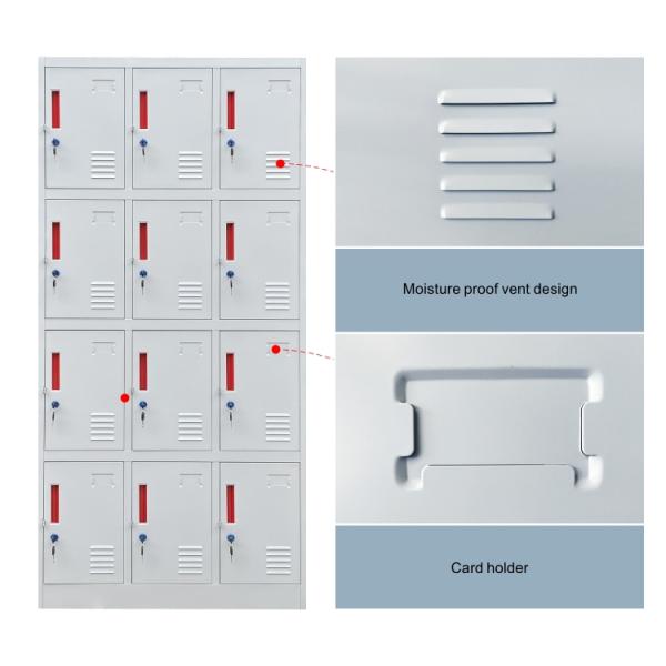 School Luggage Clothes Metal Storage Locker Student Dormitory 12 Door Steel Locker