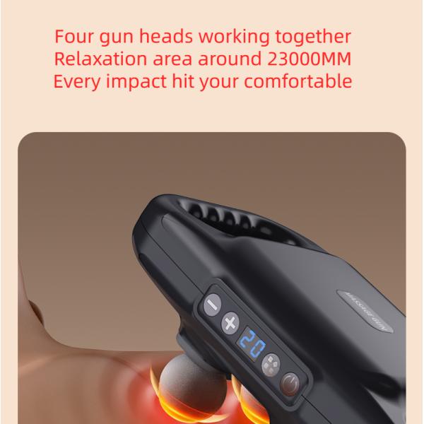 High Frequency Cordless Handheld Electric Massage Gun Deep Tissue 4 Head Massage Gun