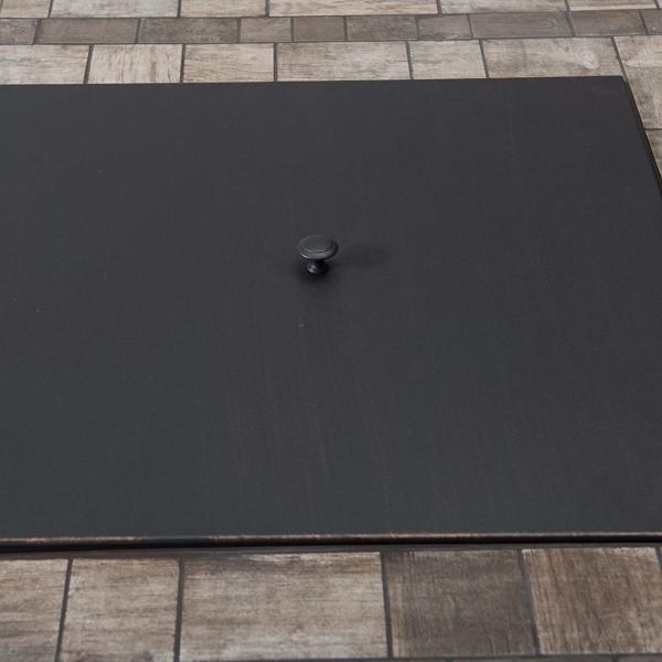 Square Tile Top Modern Propane Fire Pit With All Weather Wicker Powered Brazier