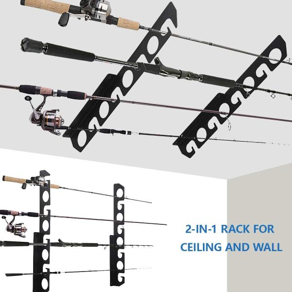 Behind Doors Fishing Rod Storage Rack Holds 9 Rods for Home Store Cabin Garage Basement