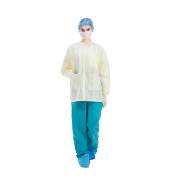CE FDA Knit Cuffs Disposable Lab Coats GB15979-2002