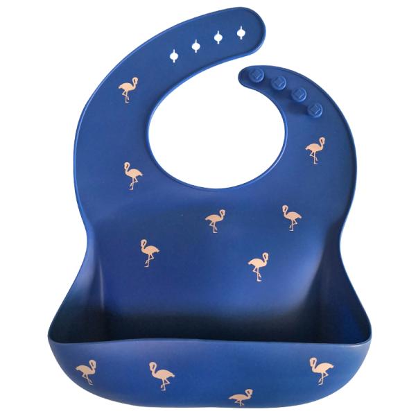 Custom Printing Mess Catching Silicone Baby Bib Lead Free Antibacterial