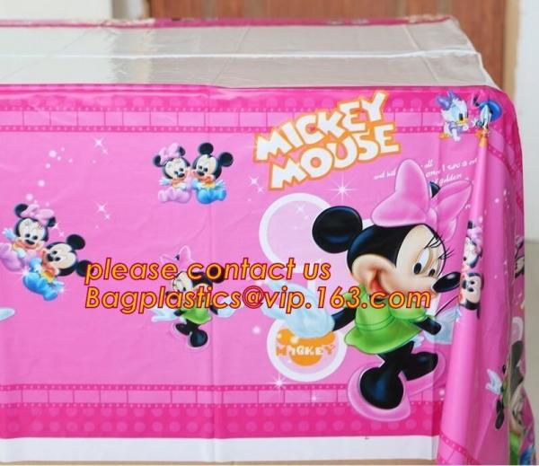 ECO Tablecloth Decoration Kids Favors Napkins Mickey Mouse Plates Baby Shower Cups Supplies, disposable table cover
