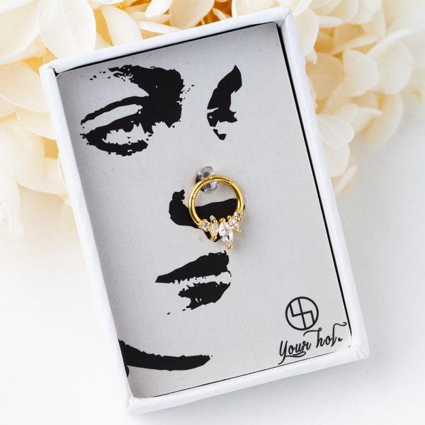 Women Stainless Steel Body Piercing Jewelry Zircon Septum Clicker Hoop ODM