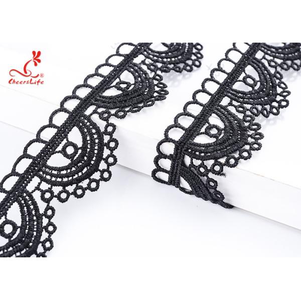 Durable Quality 4 Cm Popular Milk Yarn Voile Embroidered Embroidery Hollow Out Black Lace for Casual Dress