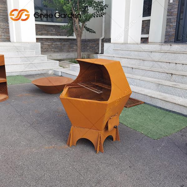 Outdoor Corten Steel Metal Fire Pit Barbecue Grill Bbq Brazier Grill
