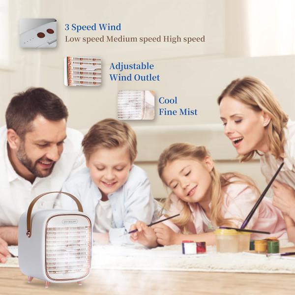 5V 2000mh Air Conditioner Table Fan 3 Speeds ABS Small Cordless Air Conditioner