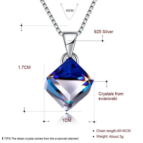 Sugar Cube Pendant Clavicle Chain Woman 925 Silver Austrian Crystal Love Cube Necklace