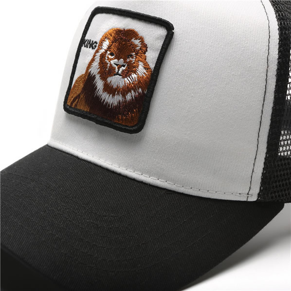 Embroidered label fitted sports half mesh lion label Amazon fashion baseball caps custom marketing branded mechandise