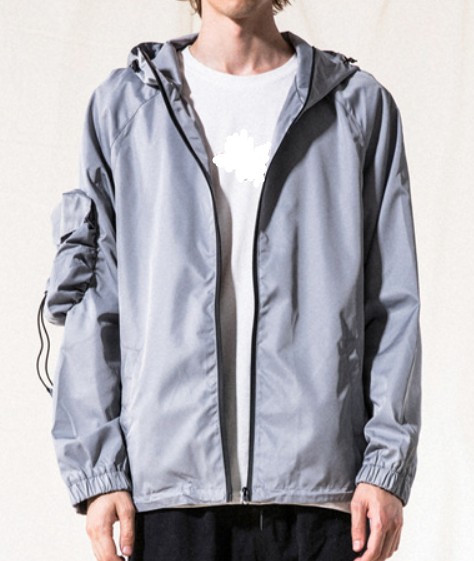 Chic Mens Hooded Zip Up Jackets , Anorak Pocket Nylon Hooded Windbreaker