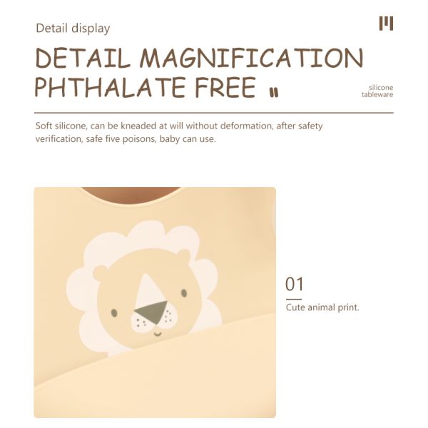 Pantone Color Baby Silicone Bib Custom With Cute Animal Sloth Printing