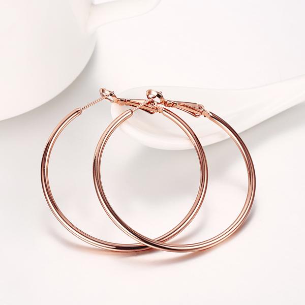 40mm Gold Plated Custom Hoop Earrings Round 8.2g Rose Gold OEM Engagement