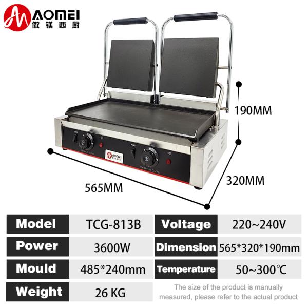 Commercial Kitchen Non-stick Electric Cast Iron Panini Contact Grill with 3600W Power