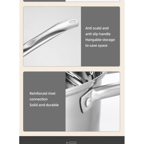 High Quality 3 Pieces Induction Cooking Pot Set Straight Pot Ollas 304 Stainless Steel Cookware Set With Glass Lid