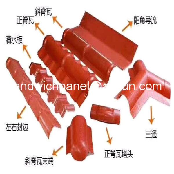 960mm orange color luxury ASA glazed roof tile with 2.8mm for residential area