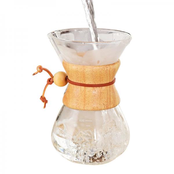 Commercial-Grade Custom 400ml Glass Coffee Dripper | SS Filter + Wooden Handle | Ideal for Cafes,Catering