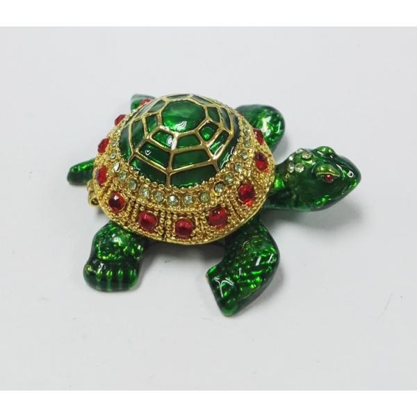 Mini Turtle trinket jewelry box petwer metal jewelry box diamond decoration gifts box