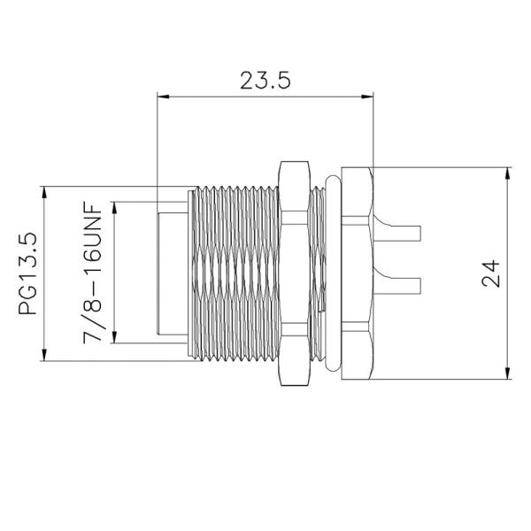 Mini Change 5 pins Front Panel Mount Female Connector IP67 Solder Contacts
