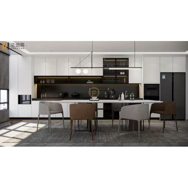 Fadior Stainless Steel Matte Black Kitchen Cabinet With Integrated Island Counter Stainless Steel