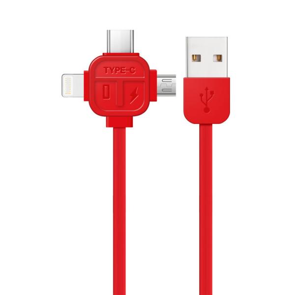 Micro USB TYPE-C iPhone 3 in 1 rounded Retractable Fast Charging USB Data Cable for android and iPhone7 8