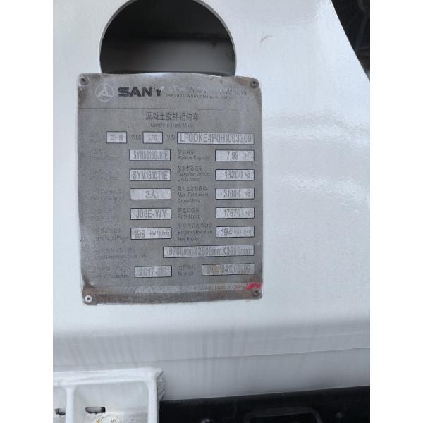 Original 2017 SANY Used Concrete Mixer Truck 12 Cubic Meters 12m3 Old Cement Truck