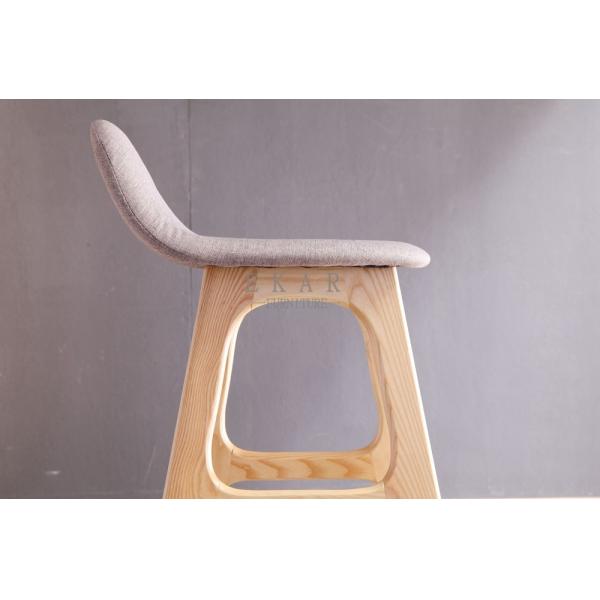 Ash Wood Fabric Modern High Wooden Bar Chair