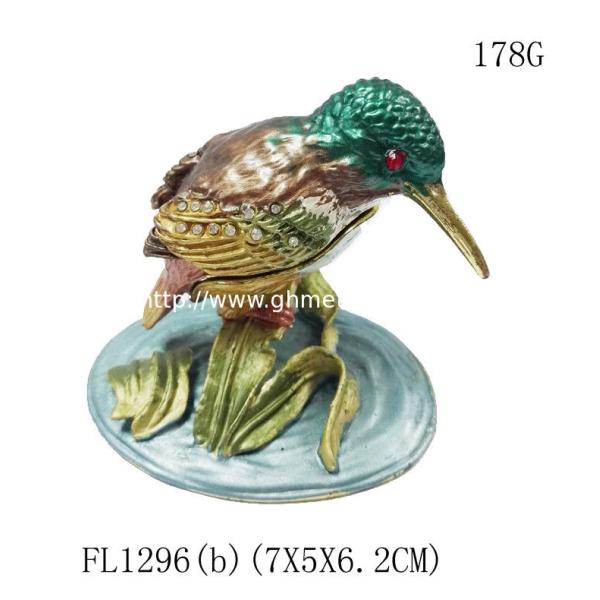 Top sale bird shaped metal jewelry box bird enamel trinket boxes