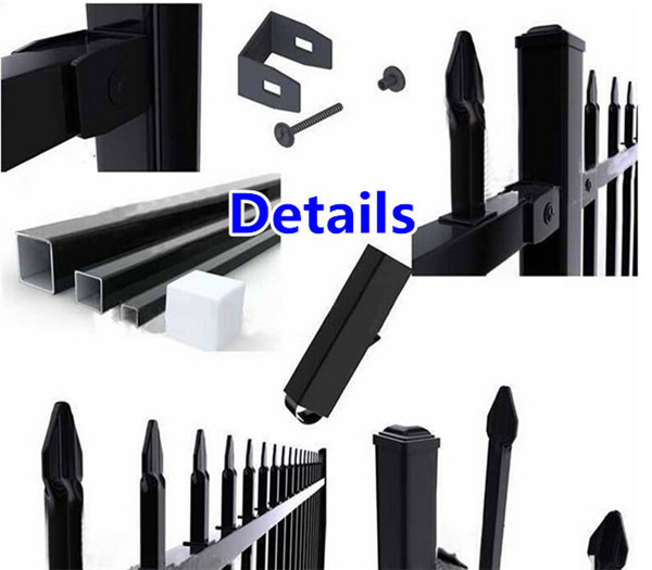 Cheap Villa 2100x2400mm black tubular fencing galvanized for hot sale