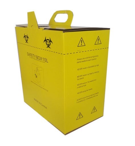 10L Safety box, Disposable Medical Cardboard Safety Box, Safety Box For Syringe,Needles and sharps, 10 Liters