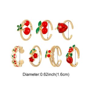 3.565g 8# Copper Finger Ring Strawberry Round Ring