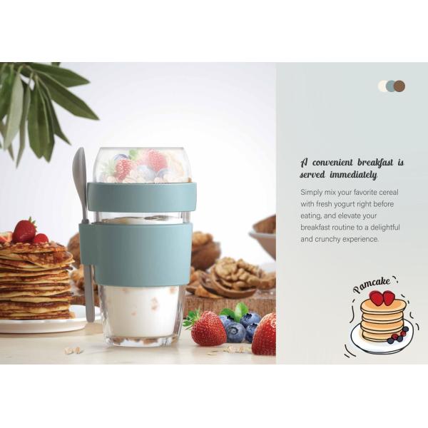 Reusable BPA-Free Yogurt Cup 320ml 480ml Leakproof Glass Container