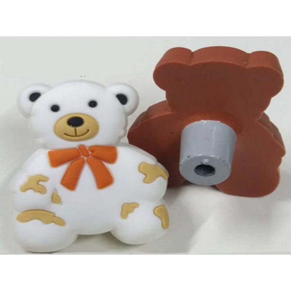 Grey Bear Soft Plastic Kids Furniture Knobs Children Bedroom Furniture Decorative Knobs White PVC Cabinet Knobs