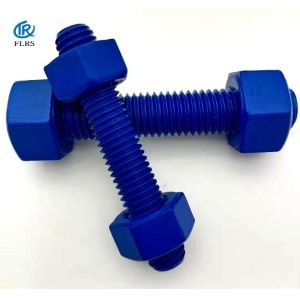 Quality Polytetrafluoroethylene Coated Steel Stud Bolts PTFE Double Ended Threaded Bolt With Nuts wholesale