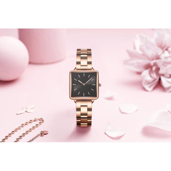 Women 3ATM Square Quartz Stainless Steel Watch Water Resistant