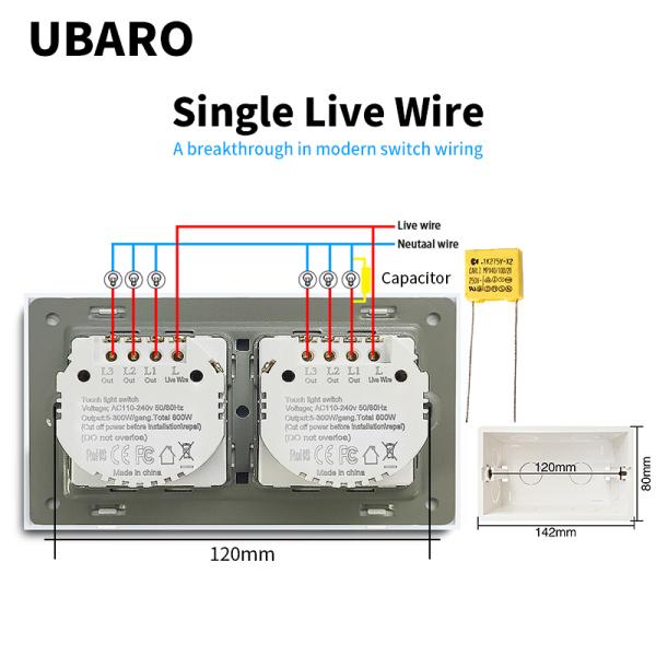 4 Gang Touch Light Switch White Black Grey Gold Smart Wall Switch