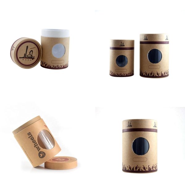Customized bulk tea paper tube packaging, round eco-friendly tea paper tubes with transparent windows.