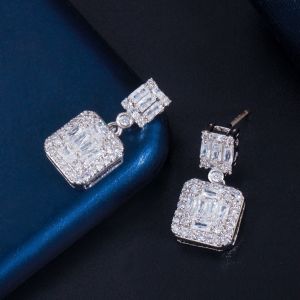 Fashion Wedding Jewelry Earring Full Crystal Rhinestone square Shape Bridal