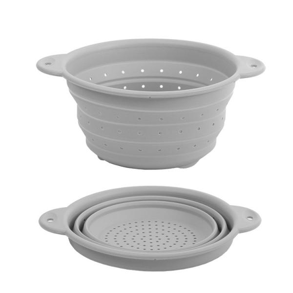 Silicone Collapsible Colander Set Food Strainer And 9 Inch Mixing Bowl 2Pcs Fruits Vegetables Pasta Strainer BPA Free