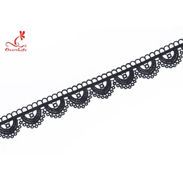 Durable Quality 4 Cm Popular Milk Yarn Voile Embroidered Embroidery Hollow Out Black Lace for Casual Dress