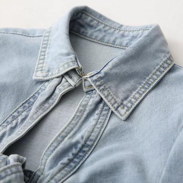 Oem Factory Manufacturer Custom Logo Elastic Slim Fit Denim Dress Street Custom Denim Clothing