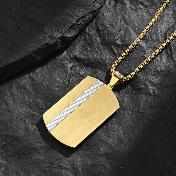 Satin and Polished Square Religious Necklace Men's Cross Stainless Steel Christian Jewelry for Anniversary Occasion